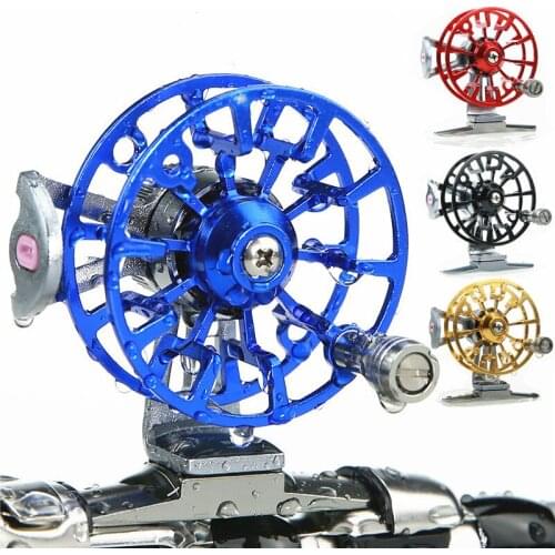 Hot Mini Full Metal Ultra-light Former Ice Fishing Reels Gear Ratio 1:1 Right Hand Fly Fishing Reel CNC Machined Aluminum 8Color