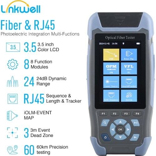 MINI OTDR Fiber Optic Reflectometer with 9 Functions VFL OLS OPM Event Map 24dB for 64km Cable Ethernet Fiber Cable Tester otdr