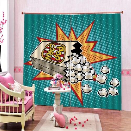 Cartoon Design 3D Curtains Explosion Effect and Popcorn Window Curtains For Living Room Bedroom Blackout Drapes Indoor Decor