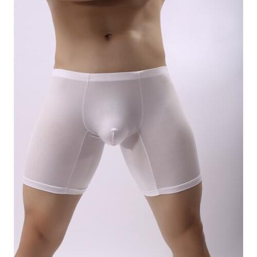 Mens ice silk three-point pants Eur pants head loose U-convex design anti-grind flat corner casual sports four-corner pants