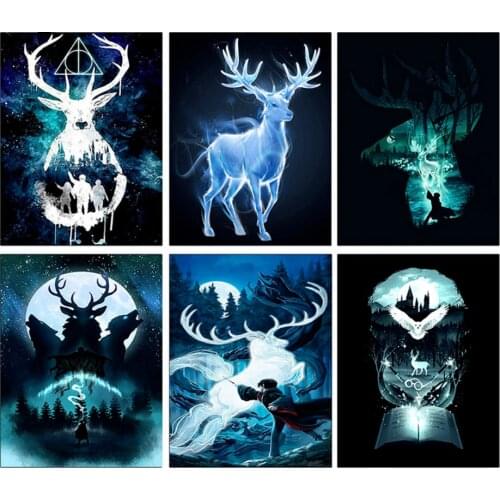 5D Diamond Painting Kits Poured Glue Animal Deer Eagle Full Round Square with AB Drill Embroidery Home Decor Needlework Art