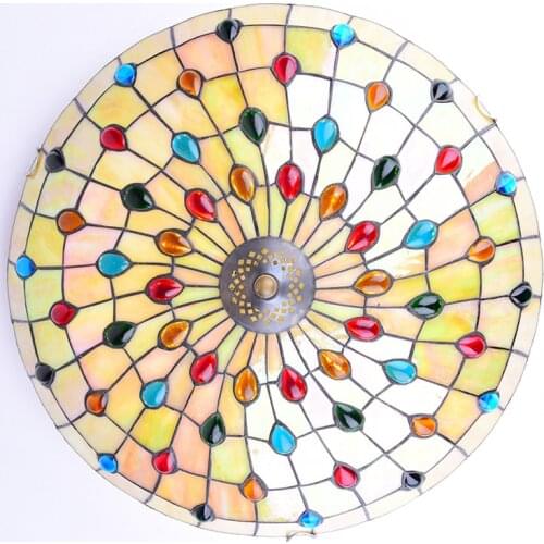 Tiffany Mediterranean style peacock natural shell ceiling lights lustres night light led lamp floor bar home lighting