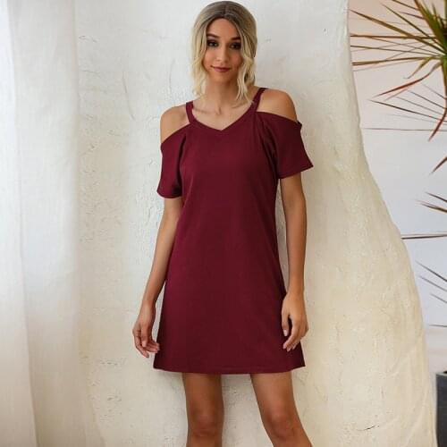 Casual Ladies Solid 2021 Spring Summer New Ladies Dress Fashion Spaghetti Strap Loose Waist Chic Mini Womens Dress
