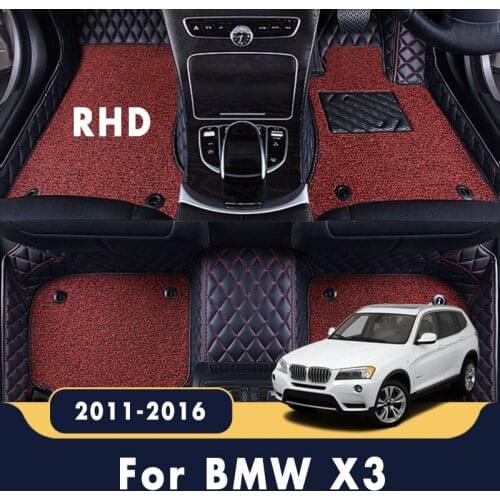 RHD Luxury Double Layer Wire Loop Car Floor Mats Accessories Custom Carpets Styling For BMW X3 2016 2015 2014 2013 2012 2011