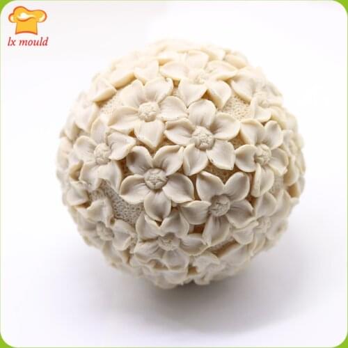 3d Flower Ball Candle Moulds Soap Plaster Resin Chocolate Silicone Molds Daffodils