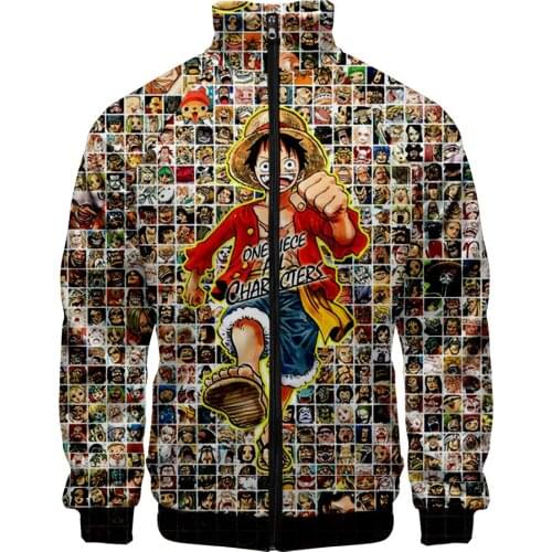 ONE PIECE 3D printed Stand Collar Zipper Jacket men women Fashion ONE PIECE sweatshirt Ainme long sleeve Autumn Jackets clothes