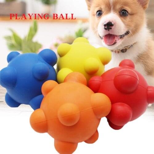Random 1Pcs 7CM Milky Rubber Irregular Bouncing Ball Pet Dog Fun Orbiting Molars Solid Toy Playing Ball DH