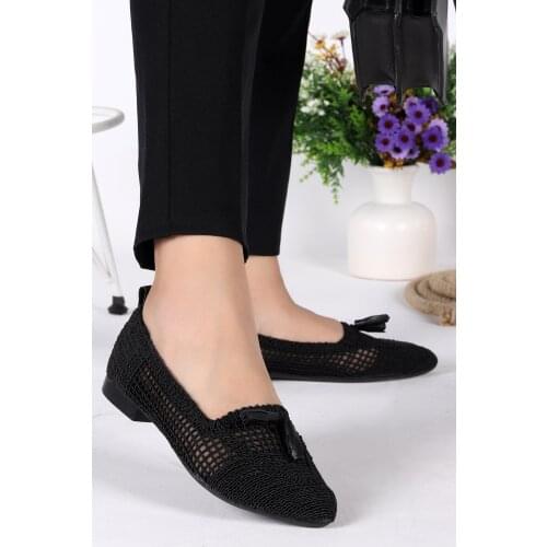 Woggo Pnt 354035 Casual Knit Pattern Bow Women 'S Ballerina Shoes