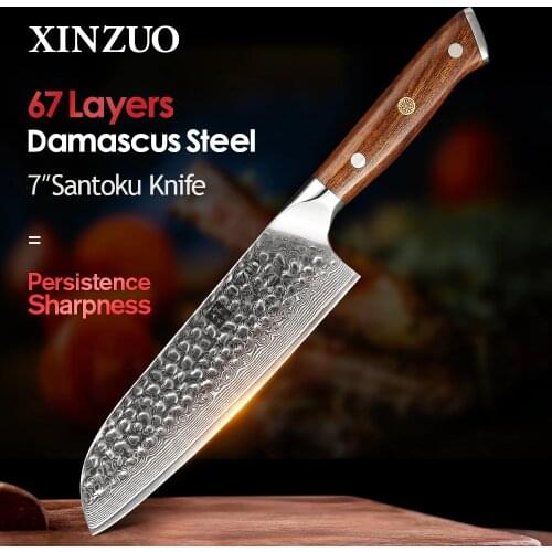 XINZUO 7" in Japanese Chef Knife High Quality VG10 Damascus Stainless Steel Newest Sharp Kitchen Santoku Knife