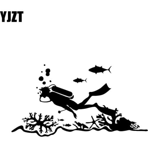 YJZT 17.3*9.2CM Coolest Diving Extreme ADVENTURE Sea Sports Diver Vinyl Car Sticker High Quality Silhouette Decor C12-0689
