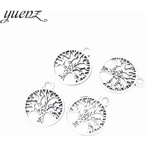 YuenZ 30pcs Antique Silver color Round tree of life Charms Metal Pendants Jewelry Making Accessories 19*15mm Q257