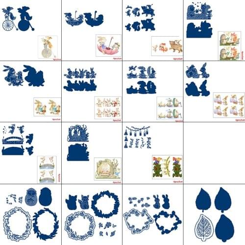 Lively Rabbits Fox Sporting Metal Cutting Dies With Coordinating Cardstock Wreath Leaves Lantern Decor DIY Scrapbooking 2020