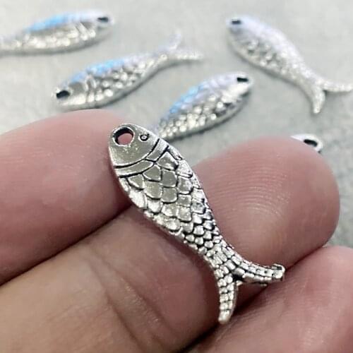 10pcs 23*8mm Double Sided Fish Pendants Charms For Jewelry Making Necklace Bracelet Keychain Earring Diy Fashion Accessories