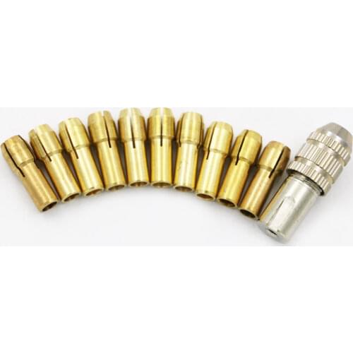 New 11PCS 0.5-3.2mm Mini Brass Copper Collets Chucks for Twist Drill fit 3.17mm Motor Shaft Electric Grinder Rotary Tool