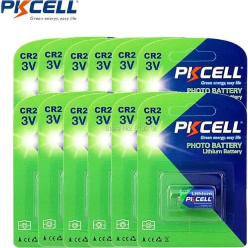 12Pieces 12Cards PKCELL CR2 15270 CR15H270 3V 850mAh CR2 3V Lithium Battery
