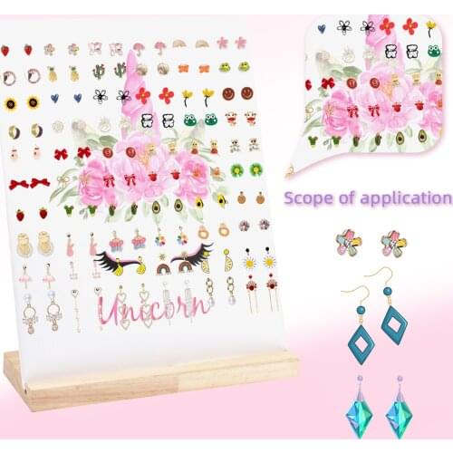 120 Holes Earring Display Holder Rack Cute Unicorn Wooden Earring Storage Case Girls Earring Storage Board Room Decoration