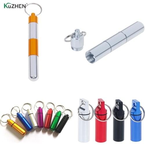 New Pill Box Cases Splitters Portable WaterProof Mini Aluminum Keychain Medicine Bottle Storage Case Medicine Container
