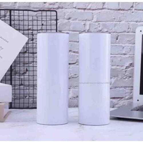 20pcs 30oz Sublimation Straight Skinny Tumbler Stainless Steel Coffee Mug Insulated Wine With Straws Double Wall DIY Travel Cup