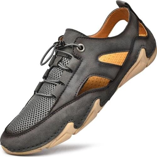 2021 Summer Mens Soft Leather Sandals Handmade Classic Men Slippers Walking Beach Sandalias Outdoor Men Roman Sandals Big Size