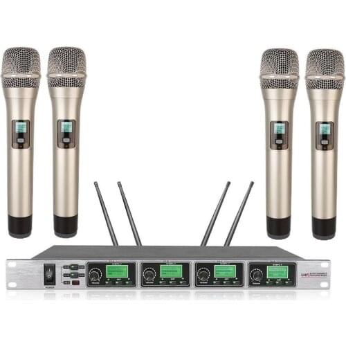 4 channel wireless microphone Professional UHF Wireless Cordless Karaoke Microphone System for church
