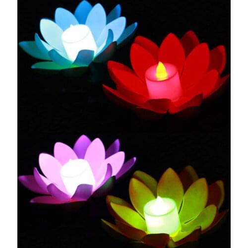 5pcs 11.5cm LED Floating Lotus Lantern Wishing Water Lily Artificial Candle Flower Lanterns Pool Decor for Festival Party (White