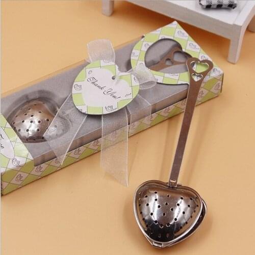 6PCS Stainless Steel Heart Tea Infuser in Green Gift Box Tea Party Supplies Wedding&Bridal Shower Favors