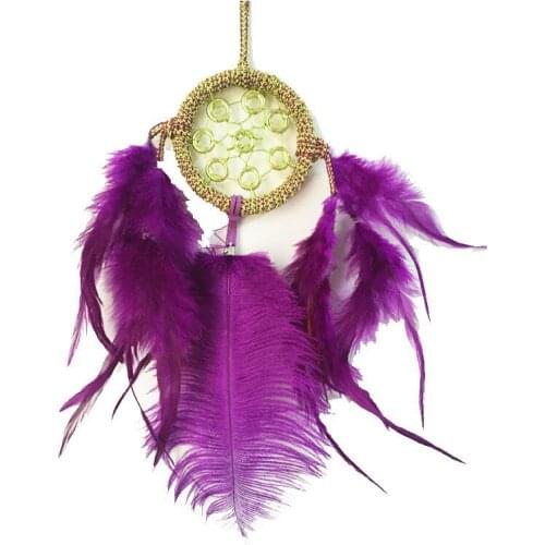 8*20CM Dream Catcher Home Decor, Purple Feather Dreamcatcher Wind Chimes Religious Mascot Car or Wall hanging Decoration