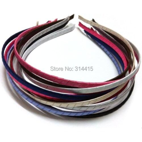 Free shipping, 5MM width Satin Ribbon Wrapped Metal Headbands, 5mm Fashion satin covered metal hair bands 300pcs/lot, 11colors