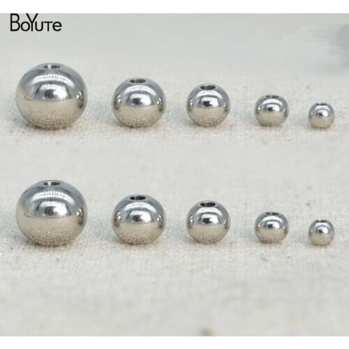 BoYuTe (100 Pieces/Lot) 3-4-5-6-8MM Round Stainless Steel Beads Jewelry Making Handmade Diy Materials Wholesale