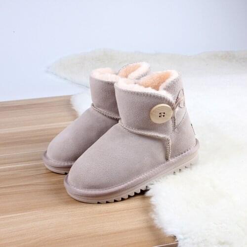 2019 New Russia Winter Childrens Leather Snow Boots Girls Boys Fashion Warm Shoes -30 Degree Kids Thick Mid Non-slip Boots