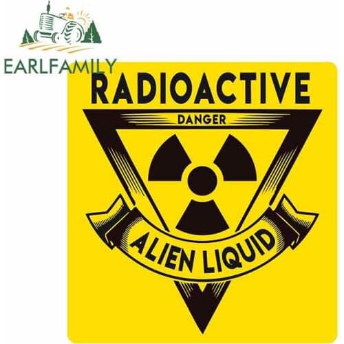 EARLFAMILY 13cm x 12.5cm Car Styling Radioactive Danger Car Bumper Sticker Window Decal Vinyl ALIEN LIQUID Car Stickers