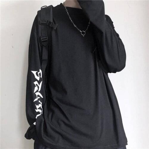 Harajuku Tshirt Streetwear Hip Hop T-shirts Men Women Casual Korean T Shirt Long Sleeve Loose Tshirt Streetwear Autumn Tops Male