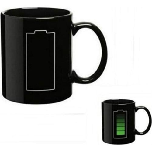 Magic Battery Tea Coffee Mug Heat Hot Cold Ceramic Temperature Sensitive Reactive Color-Changing Porcelain Cup