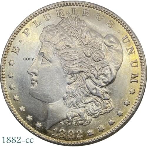 1882 CC United States Morgan One Dollar US Coin Cupronickel Plated Silver Morgan Silver Dollor Coin