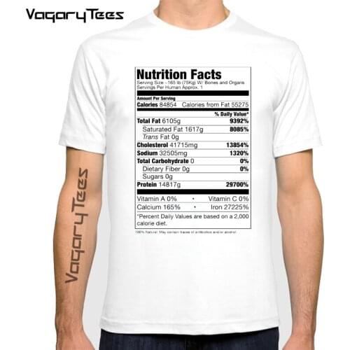 Human Nutrition Facts Print Men English elements T-shirt Best geek T shirt Funny Brand Top Tshirt