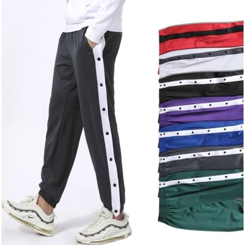 Men Running Sport Pants Soccer Sweatpants With Zipper Pocket Basketball Football Athletics Jogging Fitness Trousers Black White