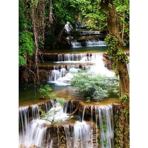 DIY 5D Diamond Painting Kits Full Round With AB Drill Waterfall Nature Diamond Embroidery Cross Stitch Landscape Home Decor Gift
