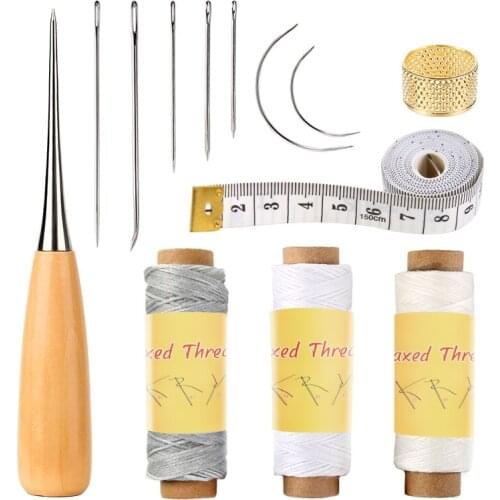 Nonvor Professional Leather Craft Tools Kit Leather Sewing Set Hand Sewing Stitching Accessories DIY Tool box with Waxed Thread