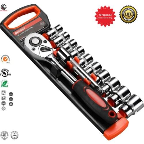 1/4” 3/8” Inch Ratchet Socket Wrench Set,Drive Socket Set,Common CR-V Ratchet Wrench Spanner for Bicycle Motorcycle Car