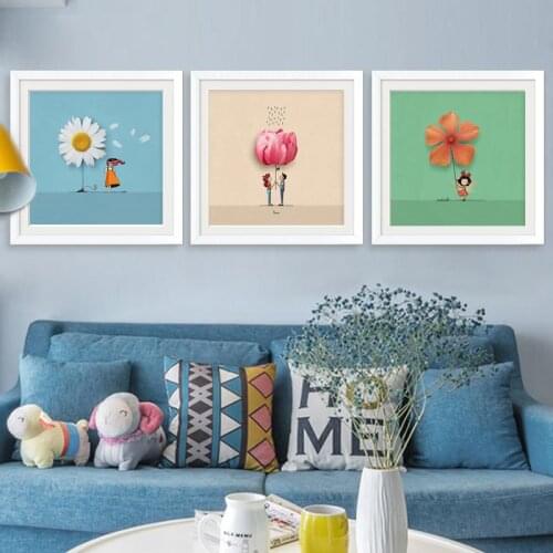 Cartoon Daisy/Windmill/Love Patterns Printed Cross Stitch Kits Embroidery Needlework Cross-Stitch Sets Flowers Home Decor