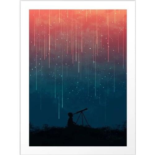 Wall Artwork Modular Paintings Cartoon Beautiful Purple Blue Sky Pictures Hd Prints Home Poster Canvas Living Room Decoration