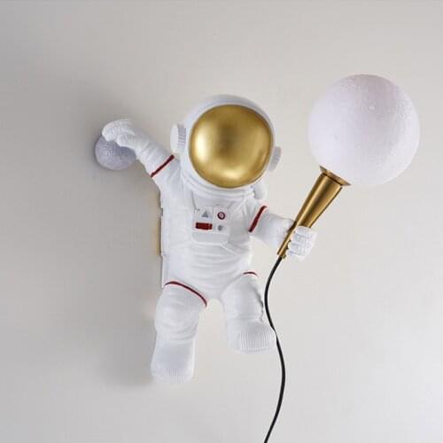 New Astronaut Wall Lamp 3D Printed Moon Lampshade Personality Eye Protection Childrens Room Bedside Wall Light Hallway Living