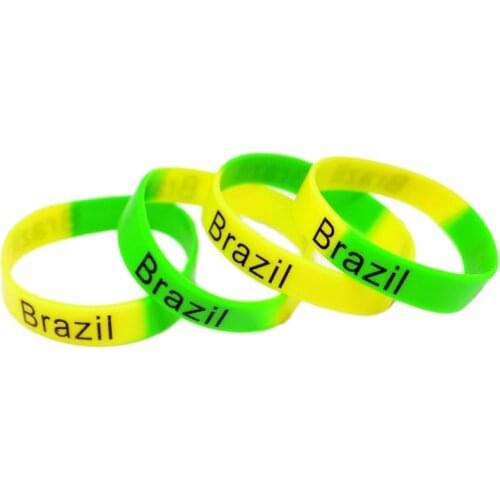NEW 10x Brazil National Team Football Soccer Basketball Silicone Bracelet Bangle Wristband Sport Jewelry Party Gift