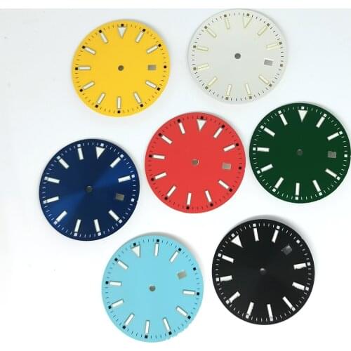 New Watch Parts 33.5MM Dial Green Luminous Fit NH35 Automatic Movement