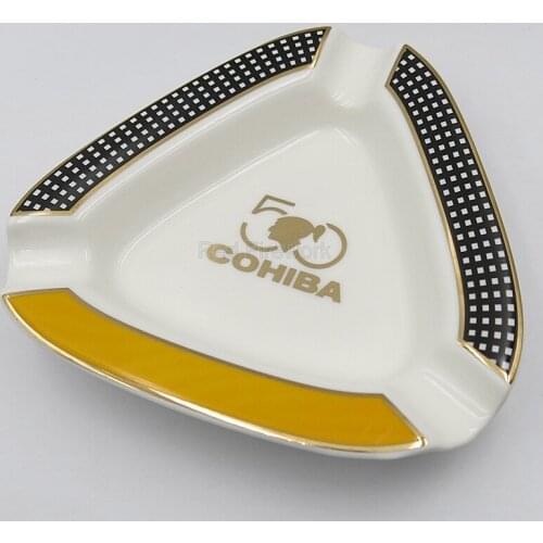 COHIBA 50th Anniversary Ceramic High Grade Cigar Ashtray 3/4 Holder 1 Ash Slot Cigarette Ashtrays Home With Gift Box