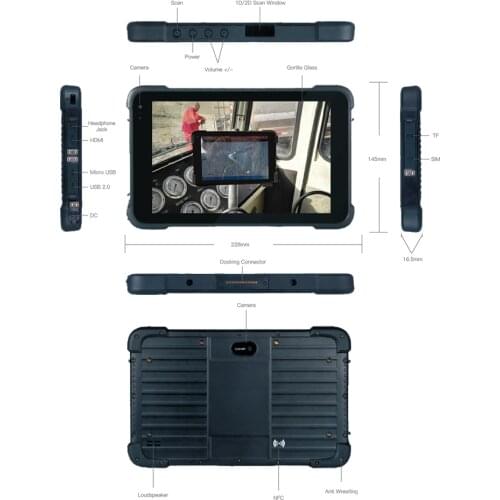 Industrial Tablet Android 9.0 IP 67 Standard dustproof waterproof shockproof Barcode Scanner Rugged PC
