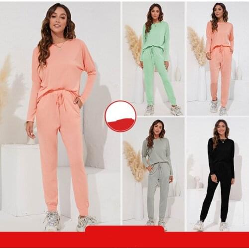Tracksuit Womens Clothing 2021 Casual Autumn 2 Piece Sets Outfits Drawstring Pencil Pants+ Long Sleeve Top Woman Y2K Pant Suits