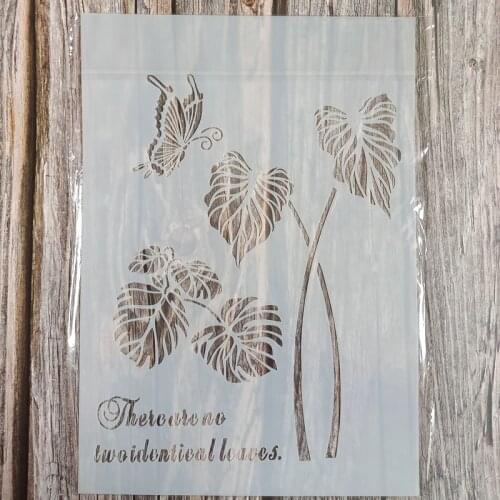 A4 Size DIY Craft Lotus Leaf Stencil for Painting on Wood,Fabric,Walls Art Scrapbooking Stamping Album Embossing Paper Cards