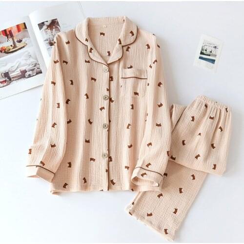 Lovers Spring Pajamas Couples 100% Cotton Sleepwear Soft Pyjama Sets Nightgown Women Nightwear Sets Long Sleeve Men Home Clothes