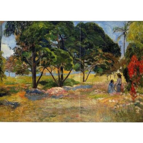 High quality Oil painting Canvas Reproductions Landscape with three trees (1892) by Paul Gauguin hand painted